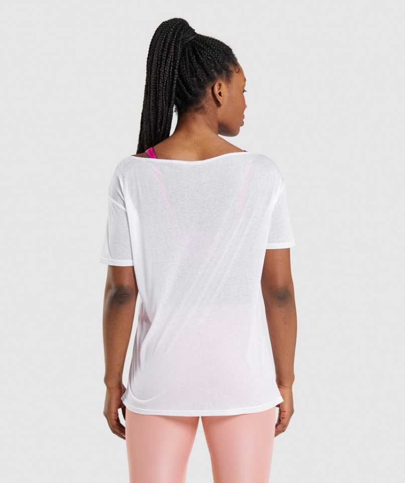 Women's Gymshark Training Oversized Top T-Shirts White | CA 5N0A31